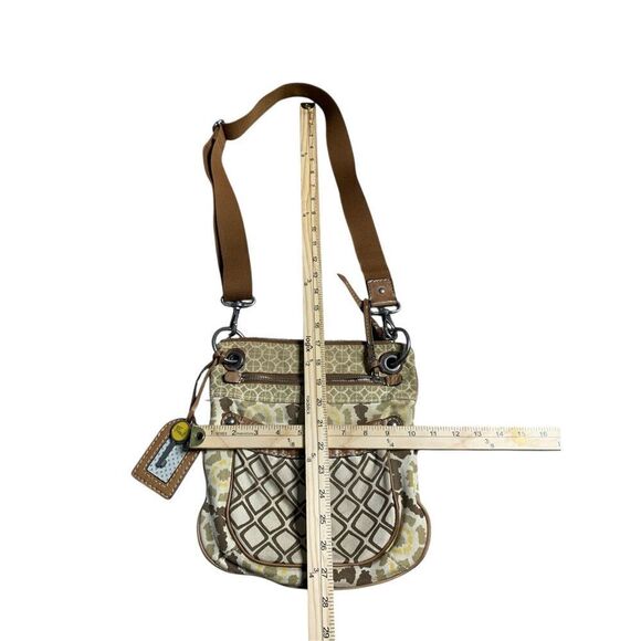 Spacious FOSSIL KEYPER Canvas & Leather LINEN / TAN / LEMON Crossbody‎ Messenger - Picture 13 of 13